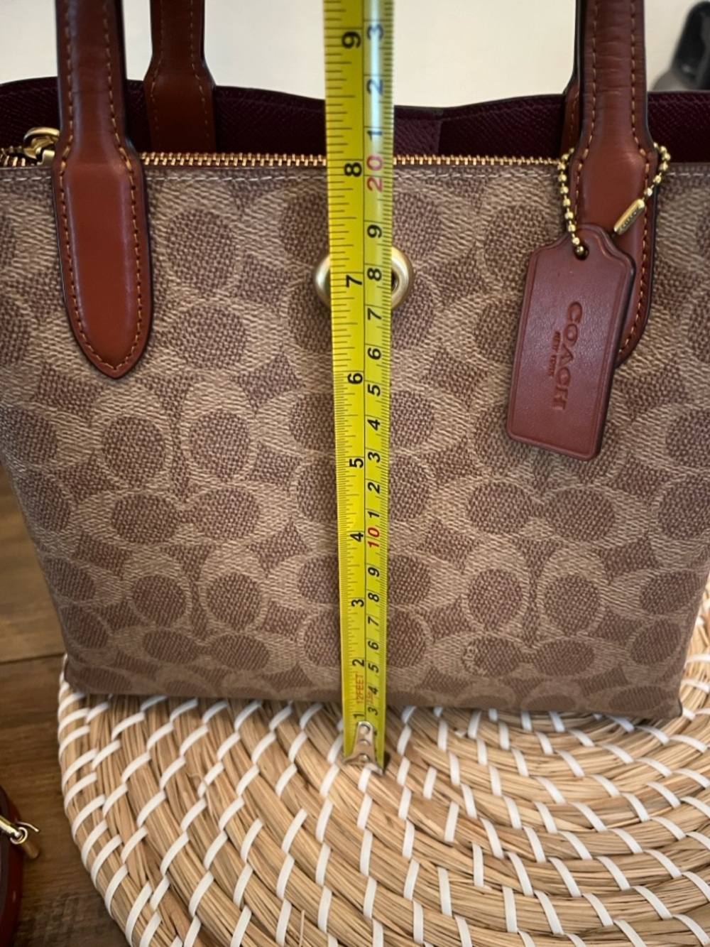 Coach Small willow Satchel in Beige Signature Canvas with Chestnut Trim - Picture 15 of 16